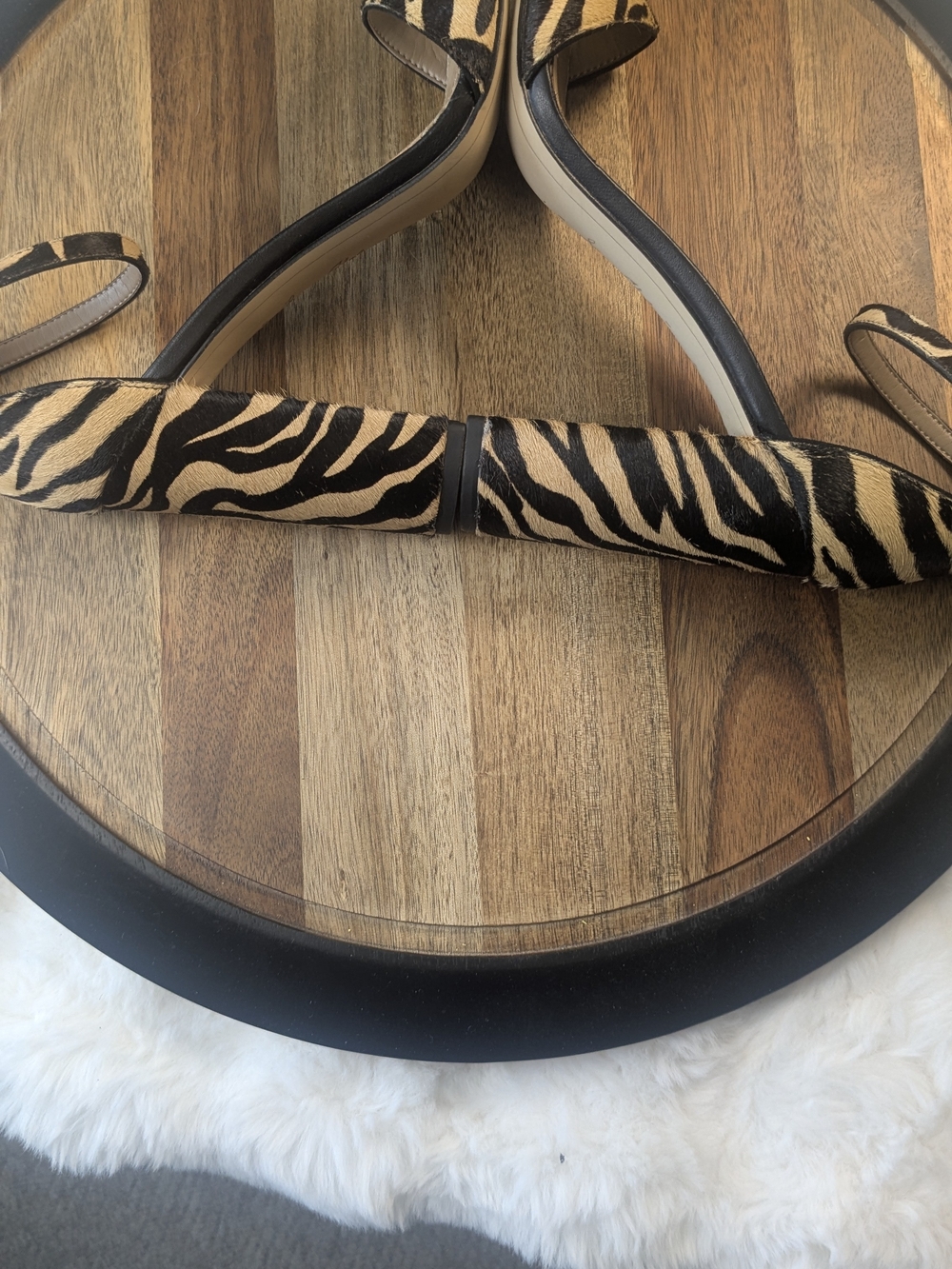 Sam Edelman Zebra Print Calf Hair Ankle Strap Block Heel Sandals Size 9.5 - Picture 8 of 10